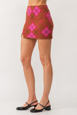 Rachel Knit Mini Skirt - Argyle -