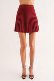 Gabrielle Pleated Knit Mini Skirt - Cognac -