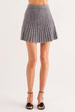 Gabrielle Pleated Knit Mini Skirt - Heather Grey -