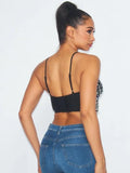 Jewel Bustier Crop Cami Top - Black -