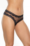 Lace Crotchless Hipster Panty - Black -