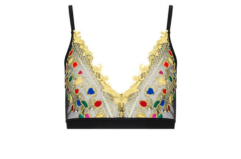 Embroidery Tall Triangle Bralette - Mesh Jewel/Velvet -