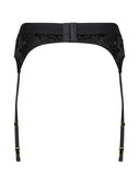 Garter Belt - Black Embroidered Appliques -
