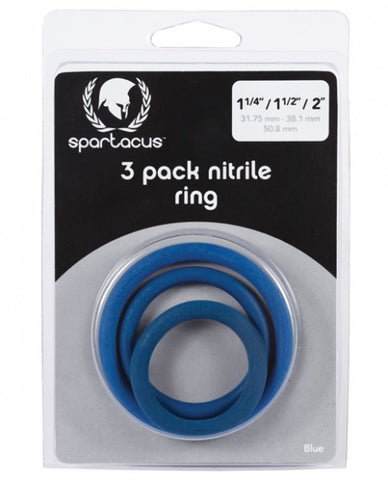 Spartacus Nitrile Cock Ring Set - Blue Pack of 3
