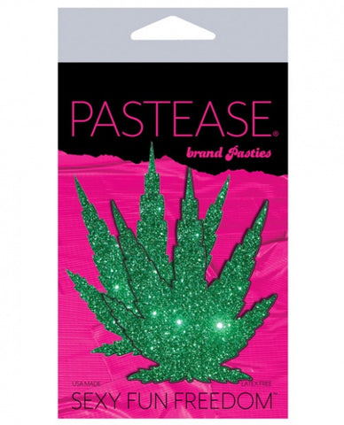 Pastease Glitter Marijuana Leaf - Green O/S