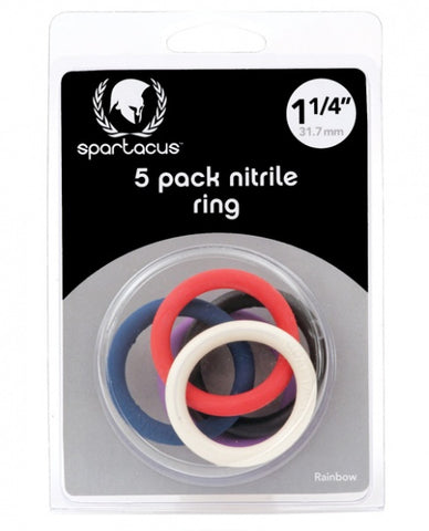 Spartacus 1.25" Nitrile Cock  Ring Set - Asst. Colors Pack of 5