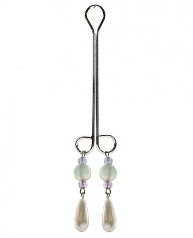 Bijoux de Nip Clit Clamp Double Loop w/Pearl & Purple Beads